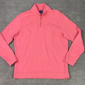 Johnnie O Keane 1/4 Zip Pullover Men's XL Salmon Red Pink Sweatshirt Golf Slub